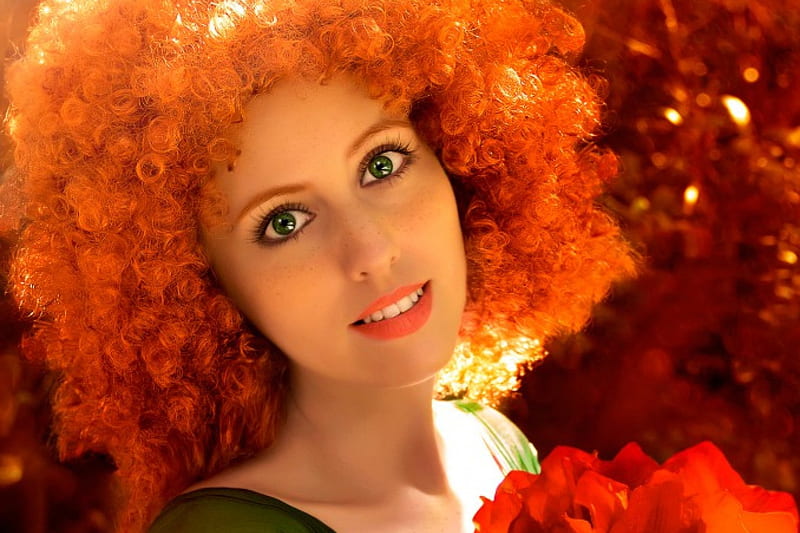 Brillant Doll, gorgeous face, deep eyes, green-eyed, sunny, beauty, smiling, red-haired, HD wallpaper