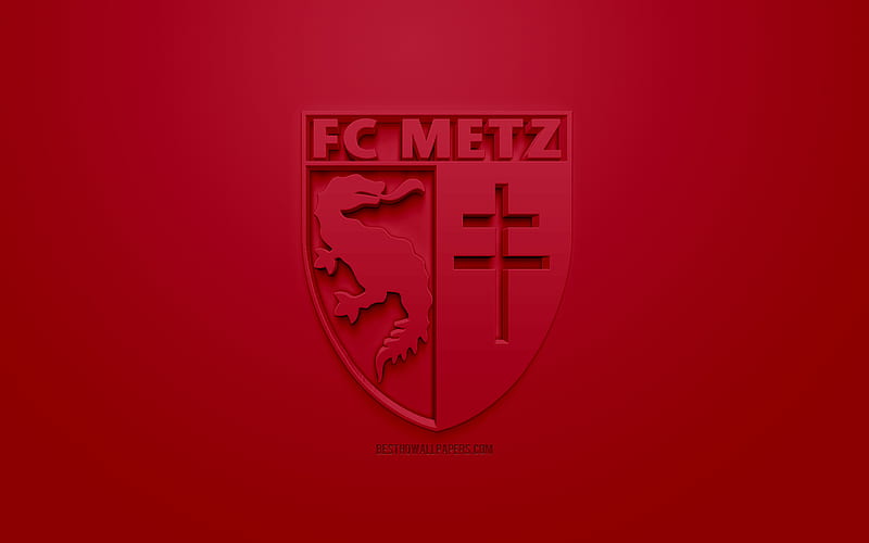 FC Metz, creative 3D logo, purple background, 3d emblem, French football club, Ligue 2, Metz, France, 3d art, football, stylish 3d logo, HD wallpaper