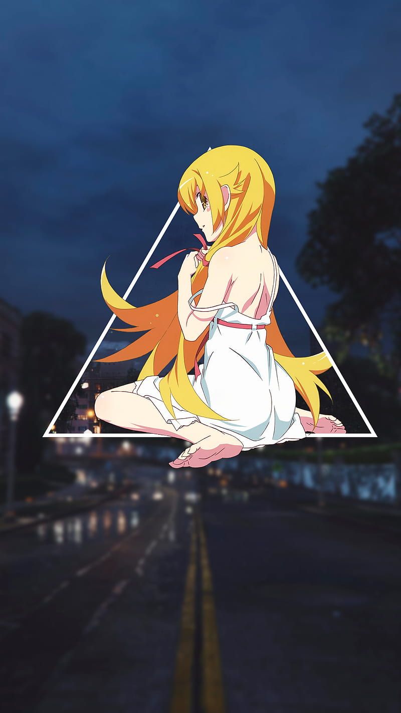 anime, Monogatari Series, anime girls, yellow hair, triangle, HD phone wallpaper