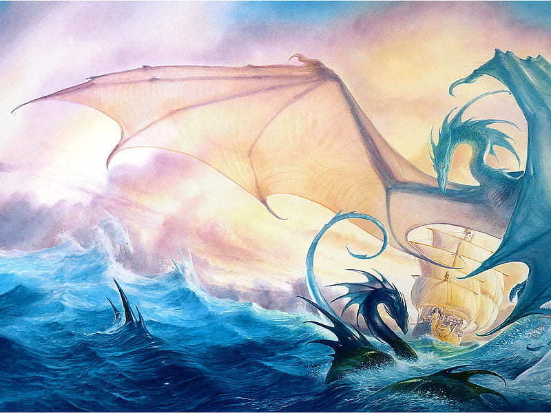 Dragon's Soul, cg, wing, dragon, dragons, sea, fantasy, aqua, legend ...