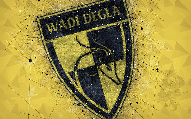 Wadi Degla SC geometric art, logo, Egyptian football club, yellow background, Egyptian Premier League, Cairo, Egypt, football, creative art, Wadi Degla FC, HD wallpaper