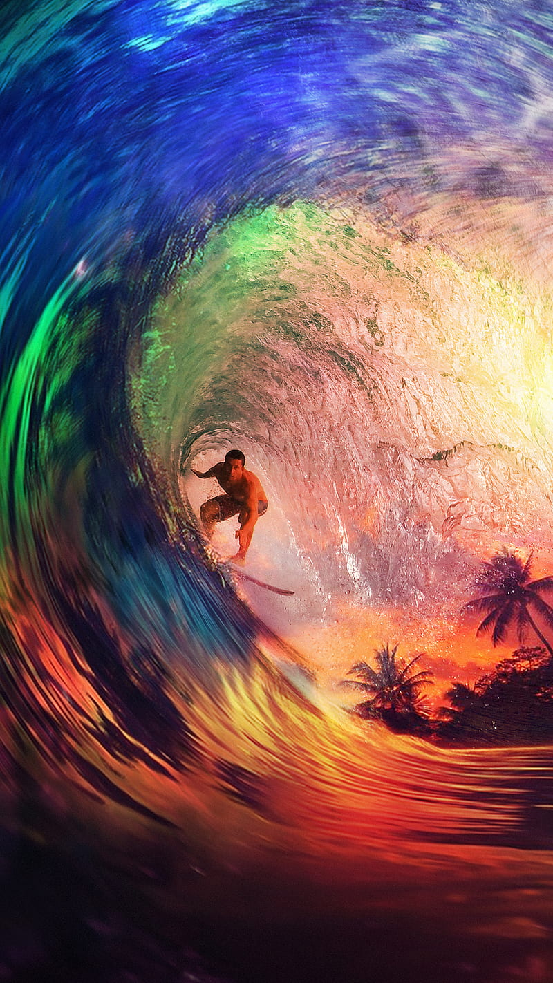 colorful surf, colors, ocean, sport, esports, sunset, surfing, water, HD phone wallpaper