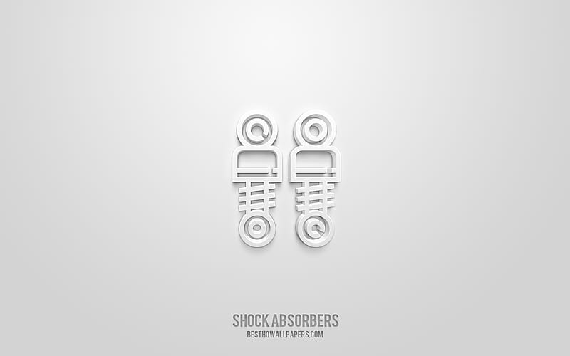 Shock absorbers 3d icon, white background, 3d symbols, Shock absorbers, Car parts icons, 3d icons, Shock absorbers sign, Car parts 3d icons, HD wallpaper