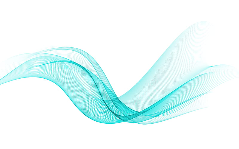 turquoise abstract wave turquoise wave on a white background, turquoise waves background, turquoise abstraction, waves background, turquoise wave smoke, HD wallpaper