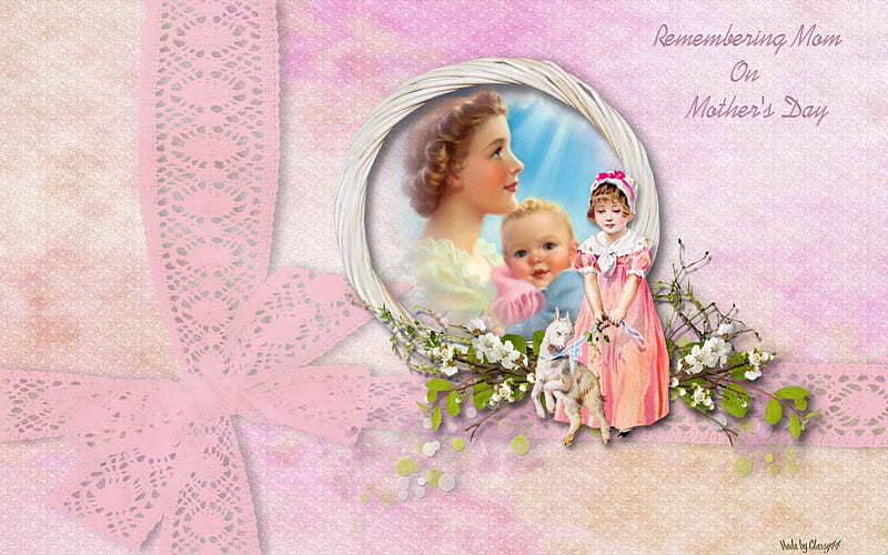 Remembering Mom On Mothers Day, pretty, friend, lace, bonito, ribbons, woman, mother, love, flowers, child, pink, holiday, mom, baby, happy, parent, infant, girl, heart, mama, white, mothers day, HD wallpaper