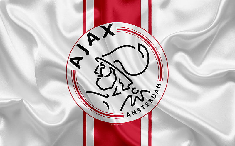 AFC Ajax Dutch football club, logo, Ajax emblem, Eredivisie, Dutch football championship, Amsterdam, Netherlands, silk texture, Ajax FC, HD wallpaper