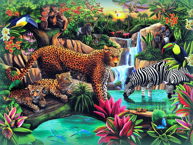 Paradise Island, jungle, water, tropical, big, HD wallpaper
