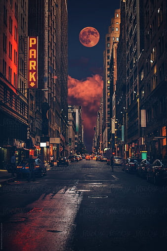 Images New York City USA Moon Cove night time Houses 1080x1920