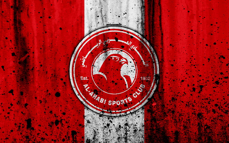 FC Al Arabi, grunge, Qatar Stars League, soccer, art, football club, Qatar, Al Arabi, Doha, logo, stone texture, Al Arabi FC, HD wallpaper