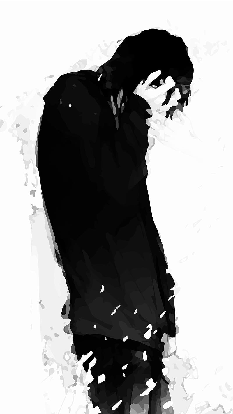 Sad Boy Black And White Painting, sad boy, black, white, painting, art  work, HD phone wallpaper | Peakpx