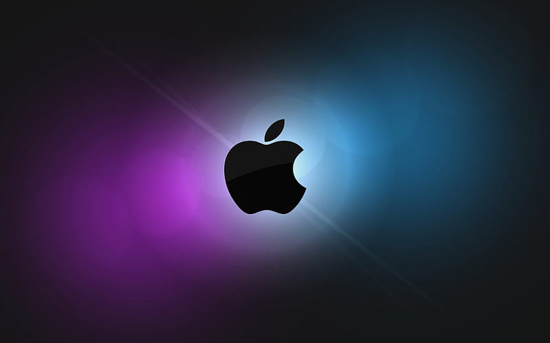 Blue black apple, apple, mac, black, sign, bonito, technology, symbol, firm, computer, color company, blue, HD wallpaper