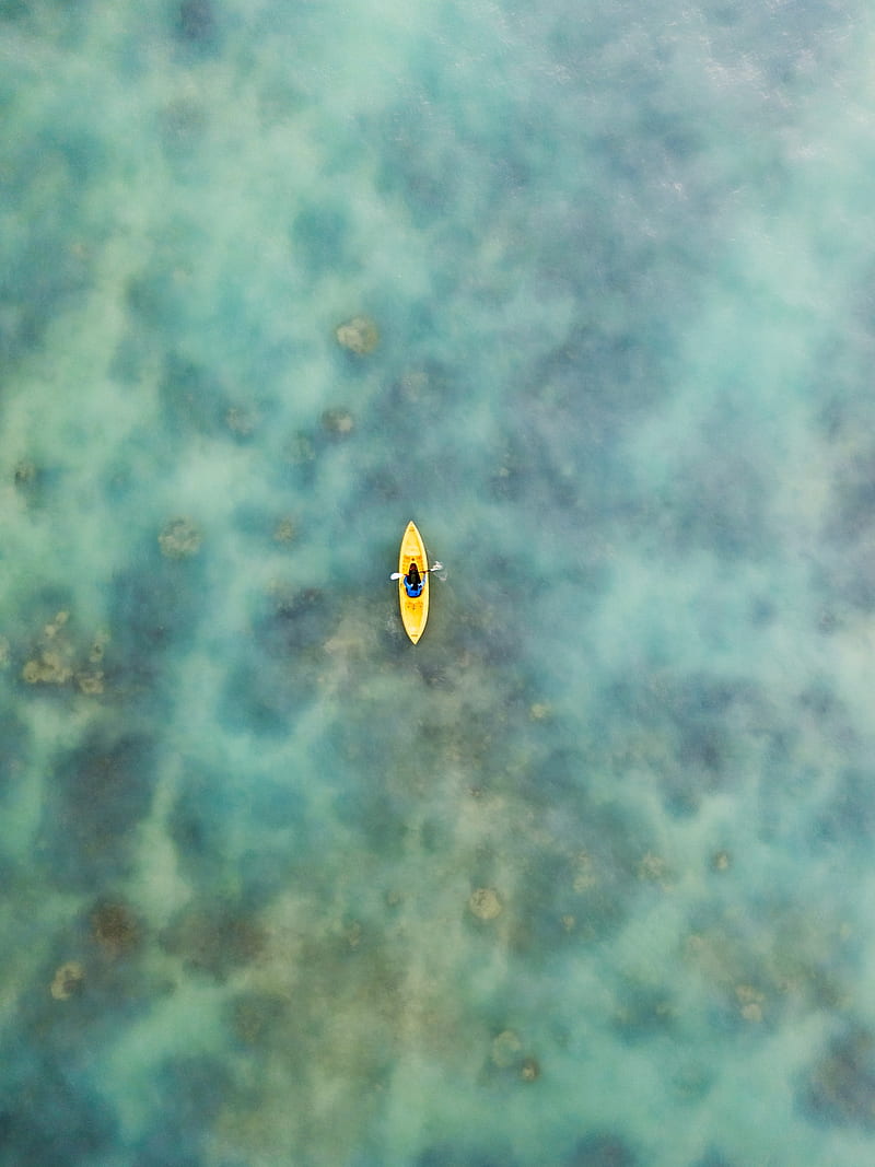 boat, aerial view, water, canoe, HD phone wallpaper