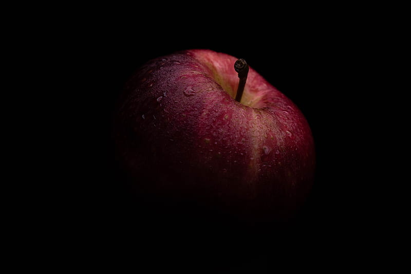 apple, drops, fruit, black, HD wallpaper