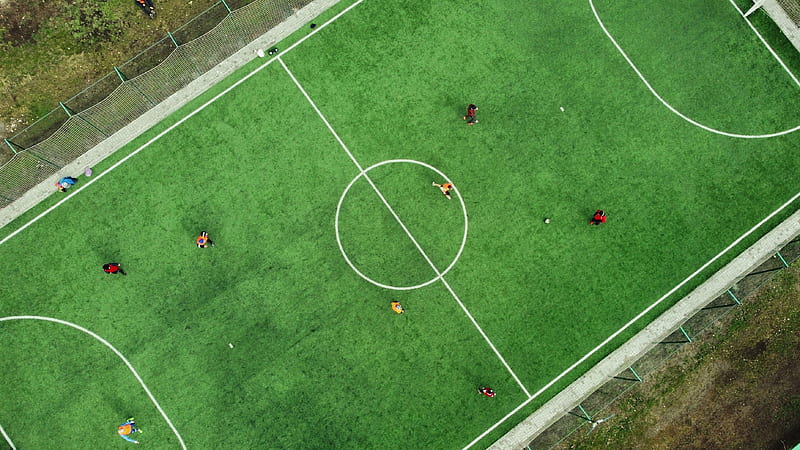 soccer field, football, match, aerial view, HD wallpaper