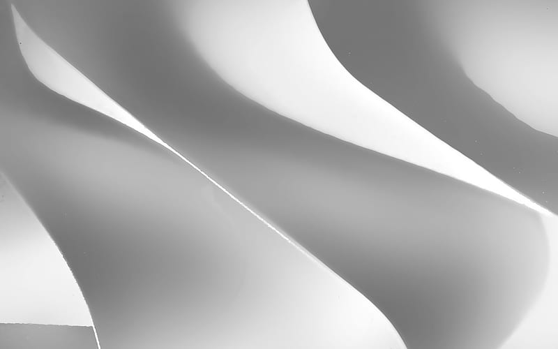 white 3D waves, curve patterns, wavy backgrounds, waves textures, 3D textures, background with waves, 3D waves textures, white backgrounds, HD wallpaper