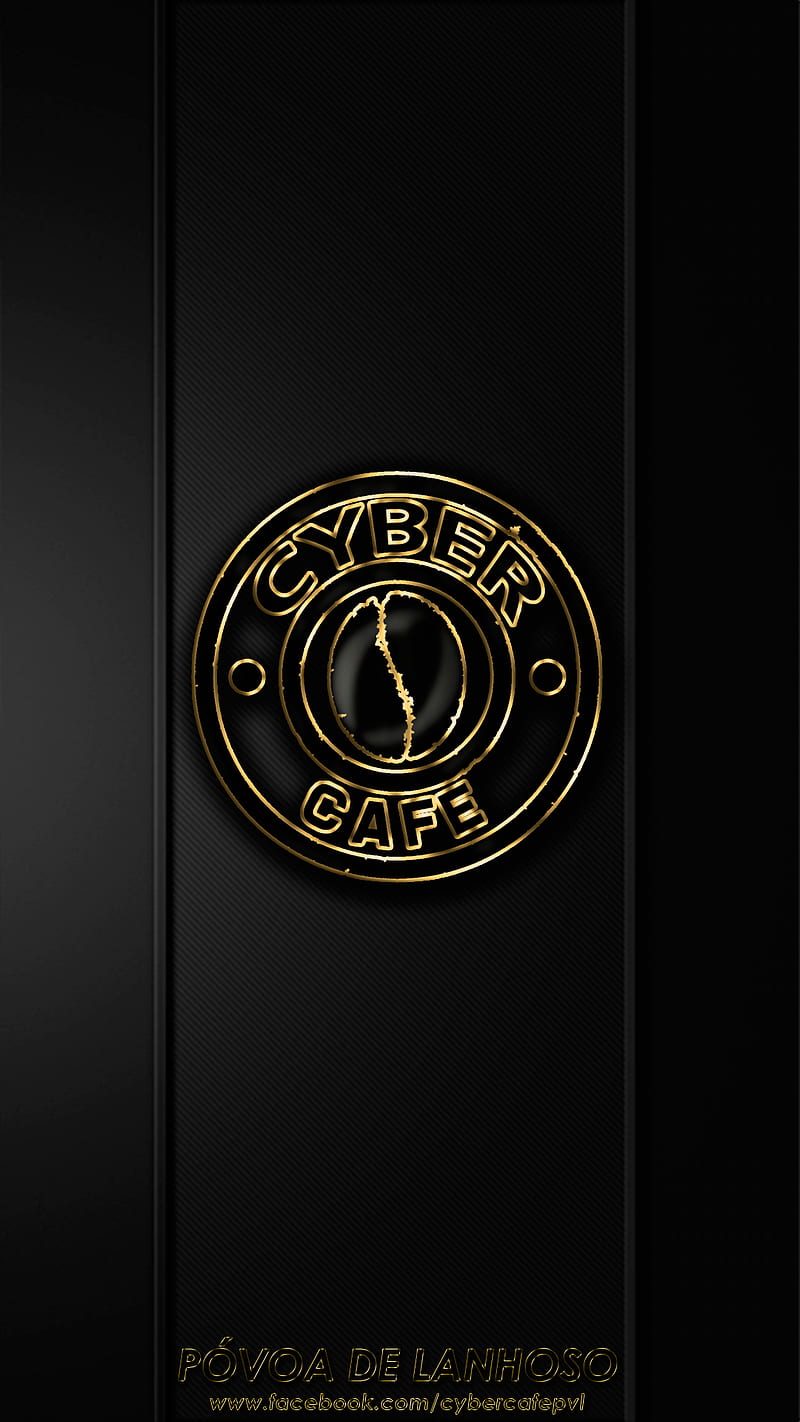 Cyber Cafe, bar, black, cyber, cybercafe, gold, logo, HD phone wallpaper