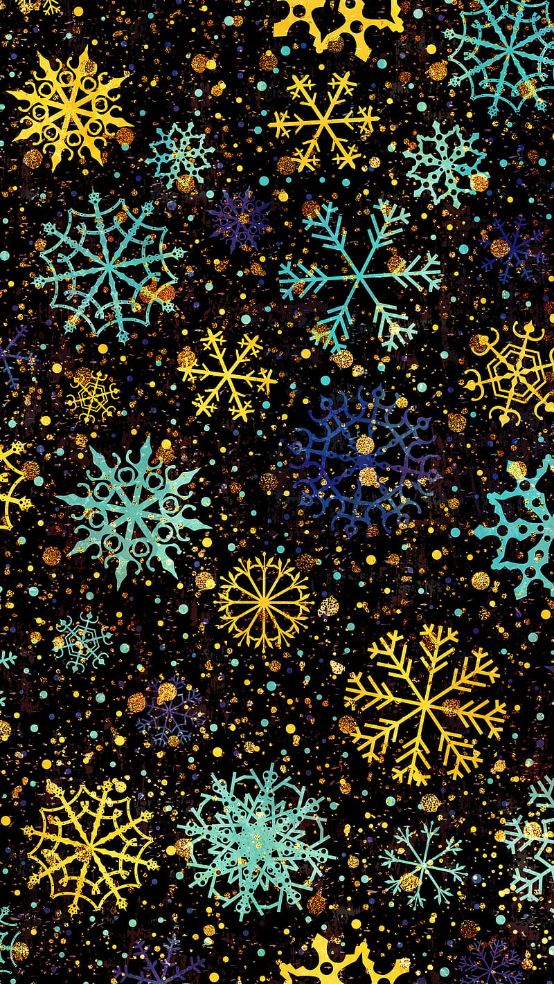 Gold Teal Snowflakes, Adoxali, Gold, abstract, background, christmas, cold, crystal, cute, december, dot, drawing, falling, flake, frost, frozen, geometric, holiday, ice, new year, ornament, pattern, season, seasonal, forma, snow, snowflake, star, stylized, symmetrical, symmetry, weather, winter, xmas, HD phone wallpaper