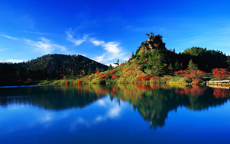 Autumn lake reflection-Amazing nature, HD wallpaper