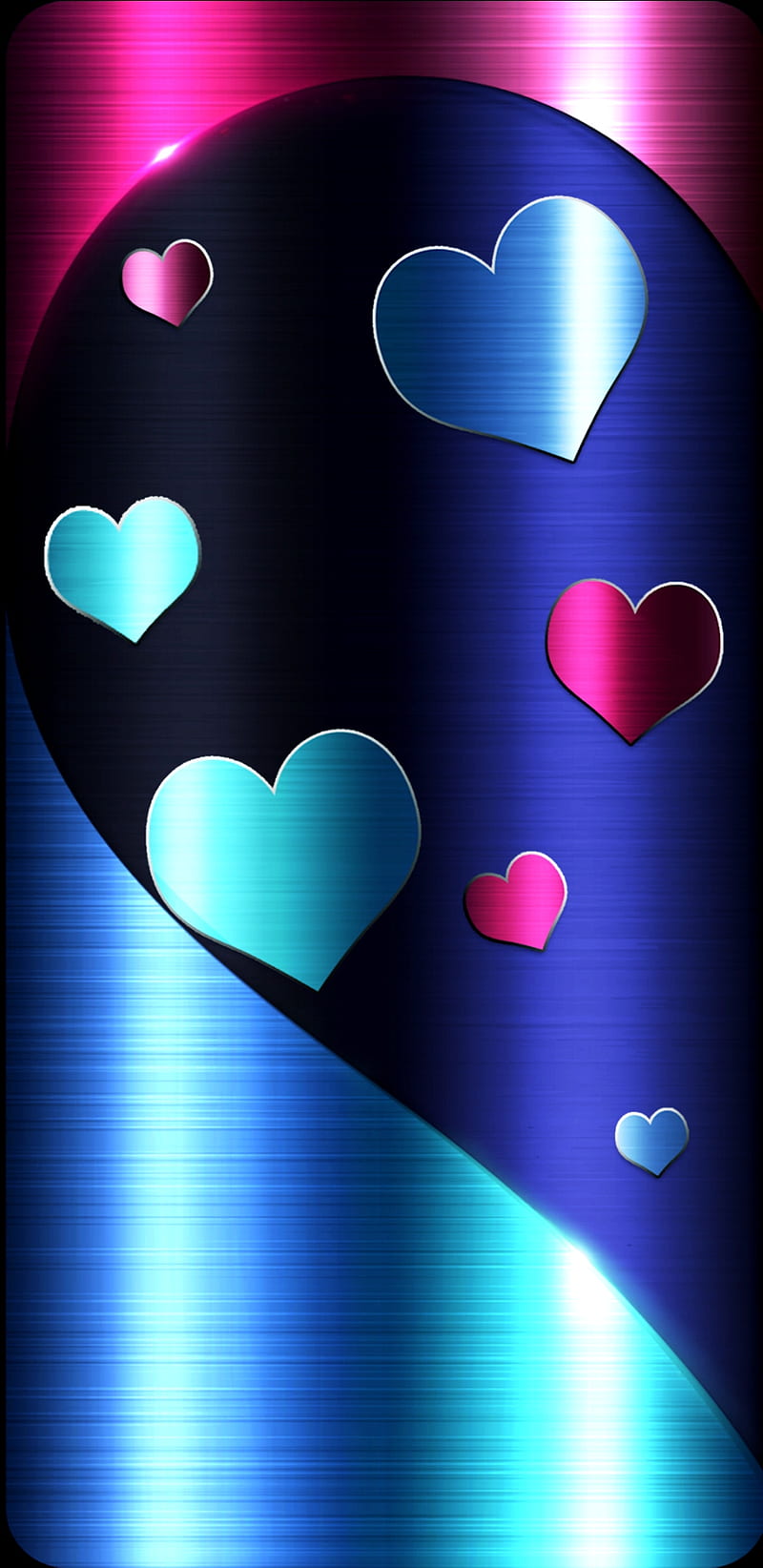 MetalHearts, bonito, blue, heart, corazones, hearts , metal, metallic, pink, pretty, real, HD phone wallpaper