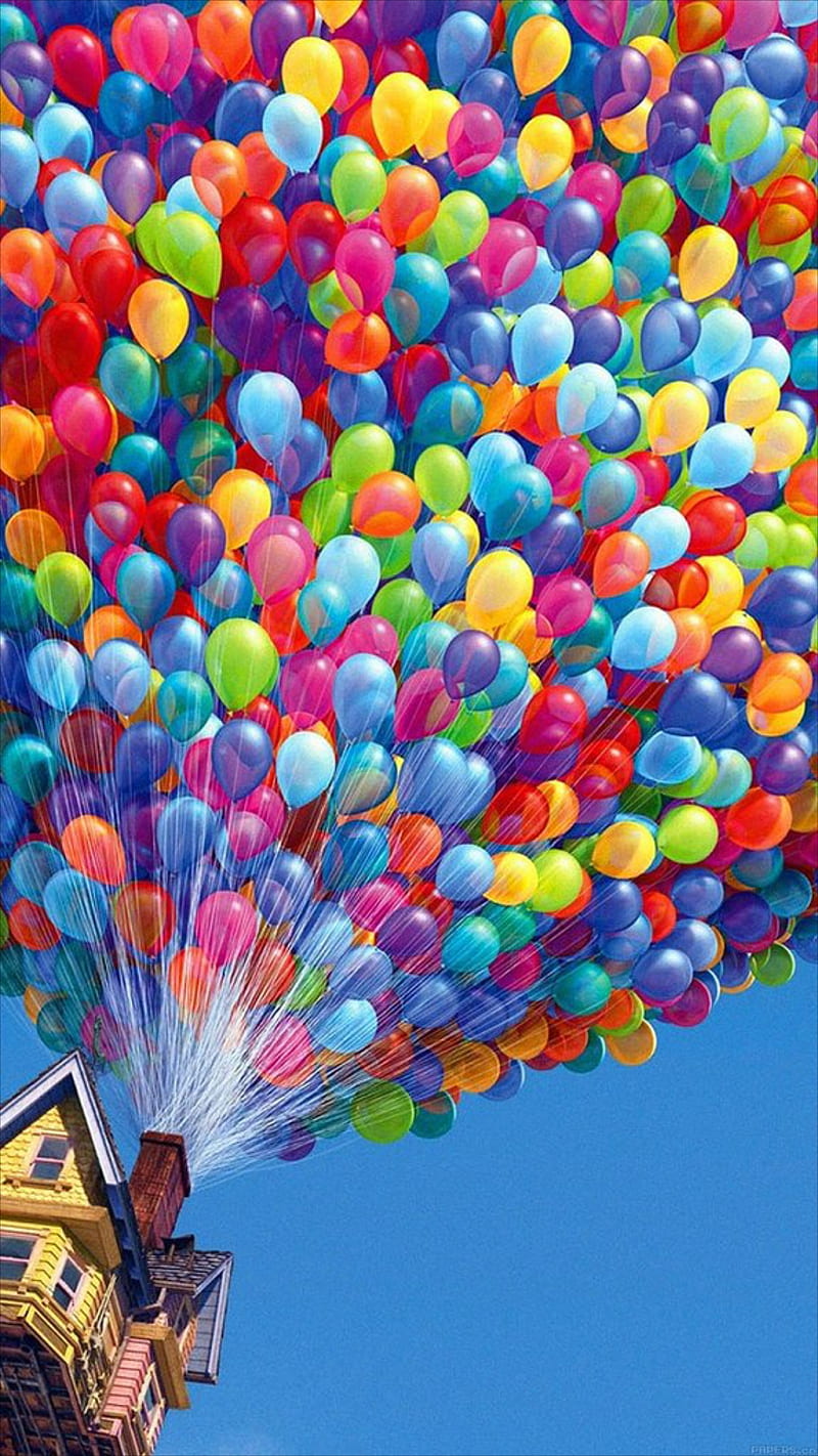 Disney UP, balloons, film, flying house, house, movie, wind, HD phone wallpaper
