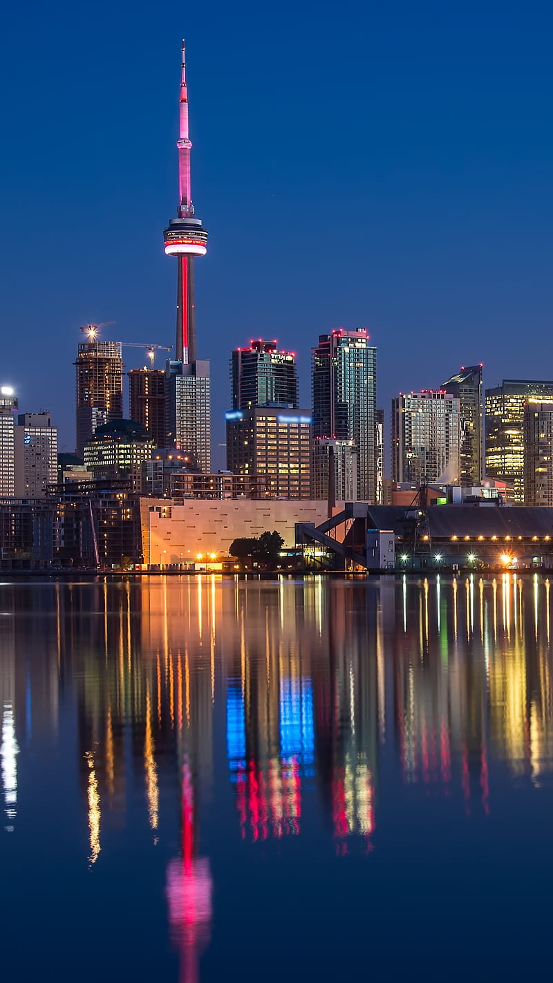 Toronto , light, canada, skyscraper, reflection, ontario, HD phone wallpaper