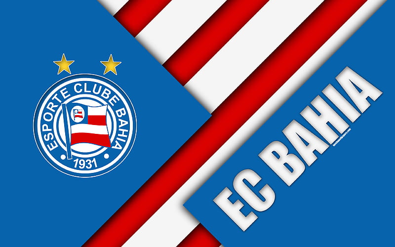 Bahia FC, Salvador, Brazil Brazilian football club, material design, blue white abstraction, Serie A, football, HD wallpaper