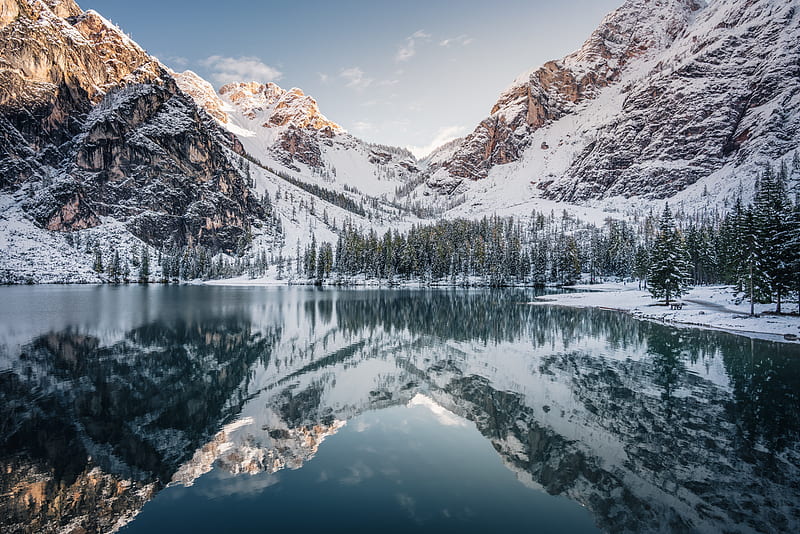 Snow Covered Mountains , mountains, reflection, snow, nature, HD wallpaper