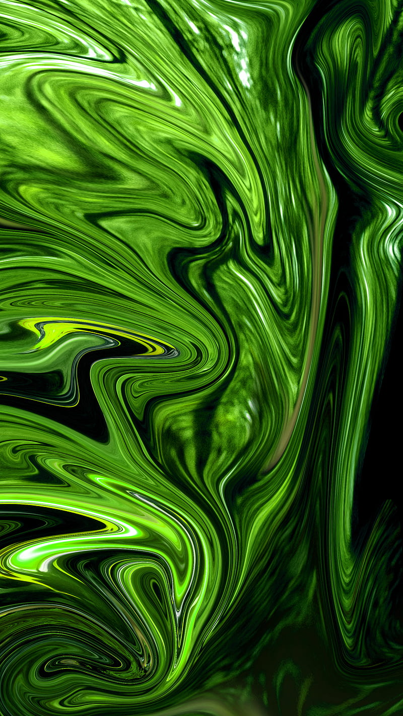 Abstract Green, abstract, arizrab, art, green, illustration, liquid, paint, painting, patterns, HD phone wallpaper