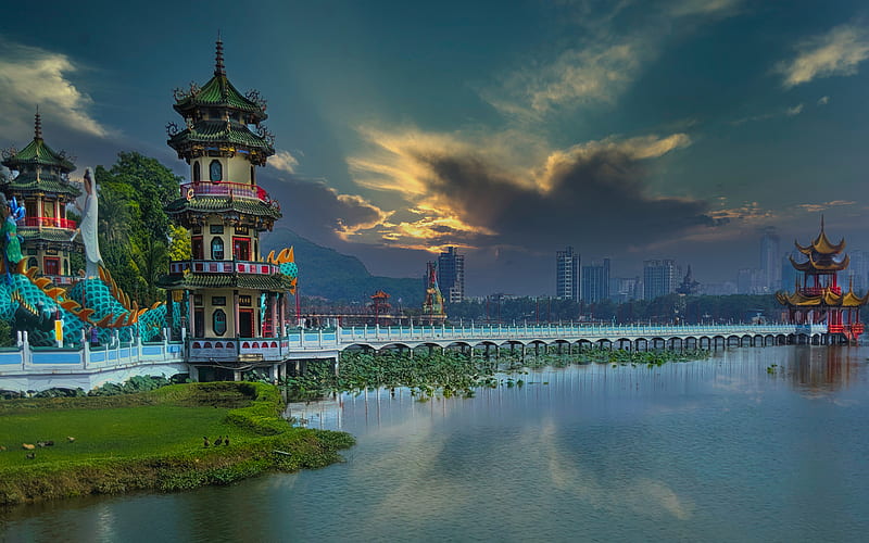 Kaohsiung chinese cities, R, Taiwan, cityscapes, Kaohsiung City, China, Asia, HD wallpaper