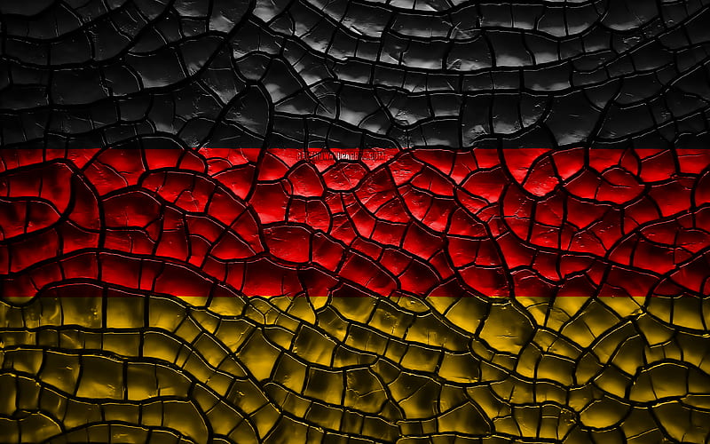 Flag of Germany cracked soil, Europe, German flag, 3D art, Germany, European countries, national symbols, Germany 3D flag, HD wallpaper