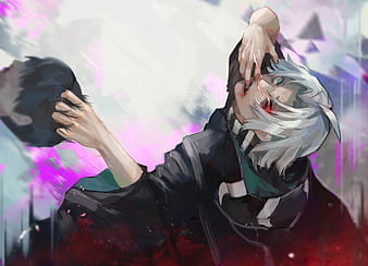 Purple Hair Red Eyes Ken Kaneki Tokyo Ghoul, HD wallpaper