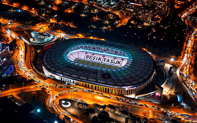 Vodafone Park, Besiktas Stadium, Istanbul, Turkey, night, Turkish football stadiums, HD wallpaper