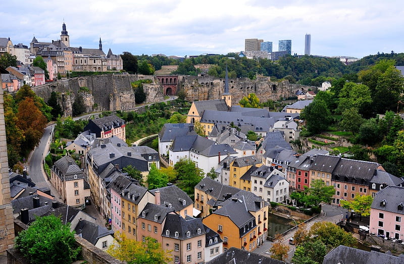 Luxembourg City - Luxembourg, Europe, Luxembourg, houses, Luxembourg City, City, HD wallpaper