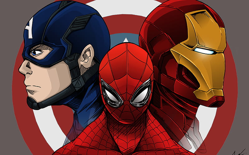 IronMan, Captain America, Spiderman superheroes, HD wallpaper
