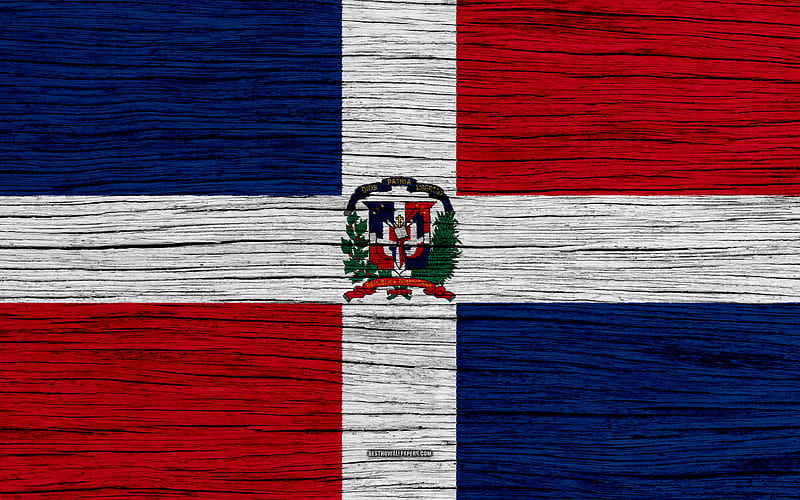 Flag of Dominican Republic North America, wooden texture, national symbols, Dominican Republic flag, art, Dominican Republic, HD wallpaper