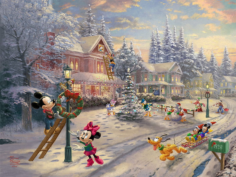 Mickey's Victorian Christmas, victorian christmas, art, craciun, painting,  pictura, HD wallpaper | Peakpx