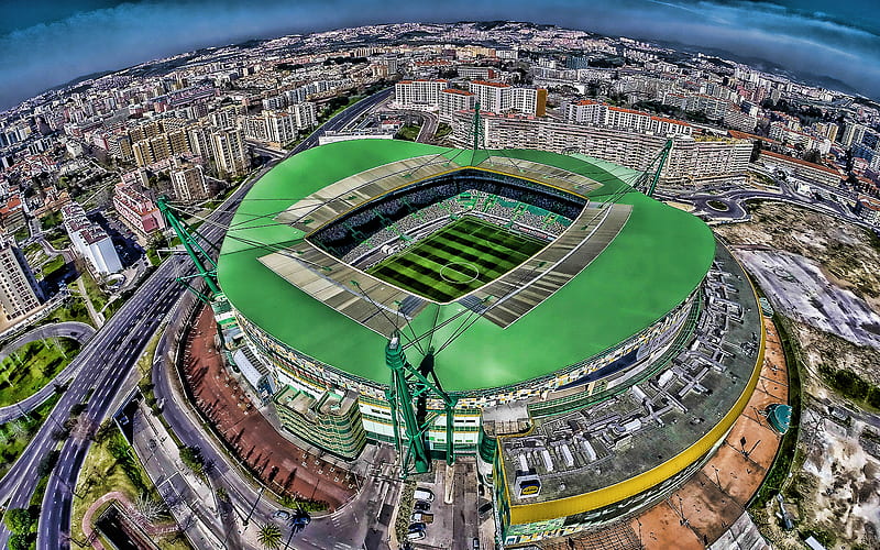 Estadio Jose Alvalade, Lisbon, aerial view, Sporting Stadium, R, football stadium, soccer, Sporting arena, Portugal, Portuguese stadiums, HD wallpaper
