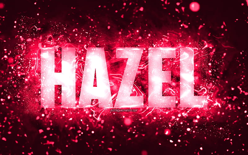 Happy Birtay Hazel pink neon lights, Hazel name, creative, Hazel Happy Birtay, Hazel Birtay, popular american female names, with Hazel name, Hazel, HD wallpaper
