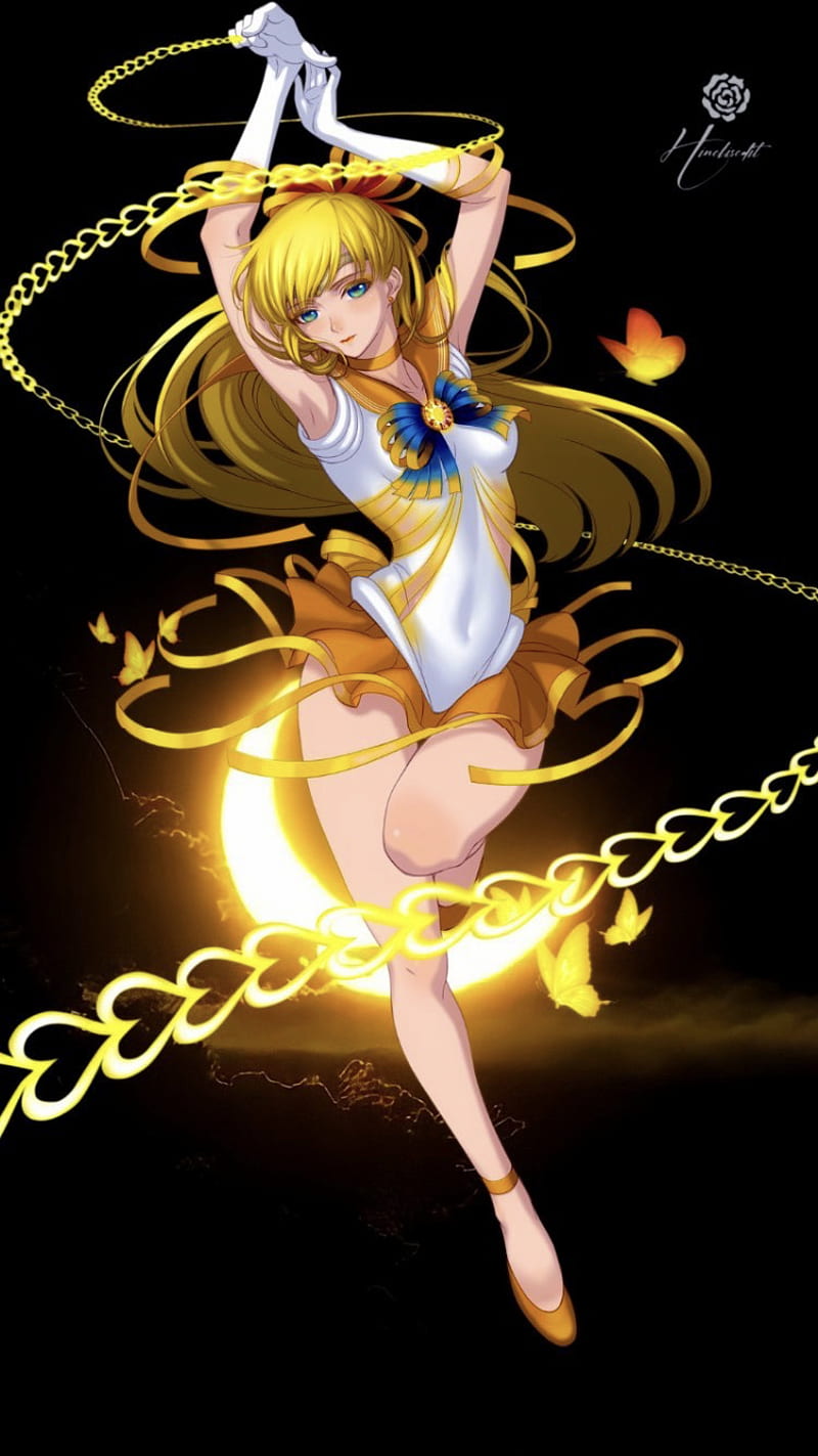 Sailor Venus, aesthetic, anime, edit, sailor moon, yellow, HD phone wallpaper