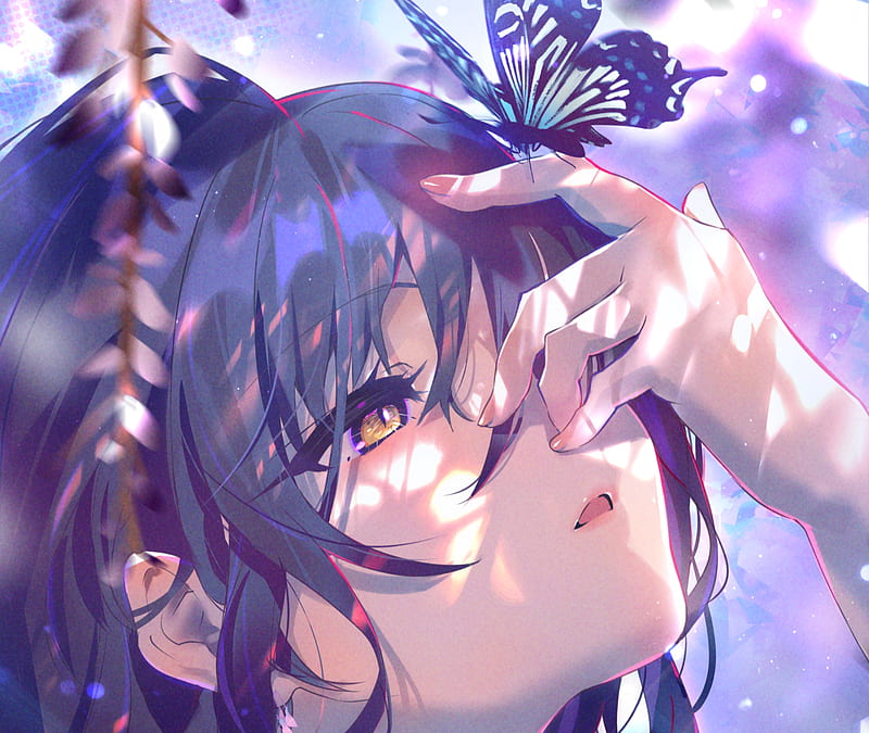 Anime Girl & Butterflies Aesthetic Wallpaper - Anime Girl Wallpaper