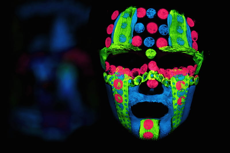 selective focus graphy of neon color mask, HD wallpaper