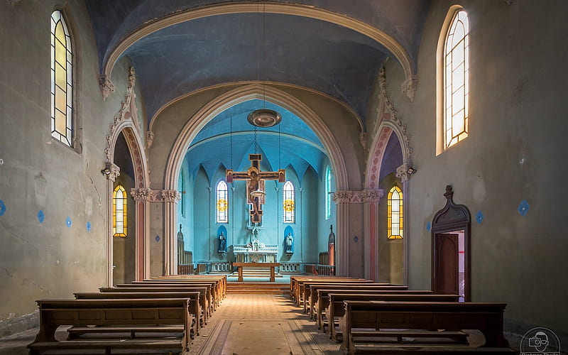 Church in Italy, interior, cross, church, Italy, HD wallpaper