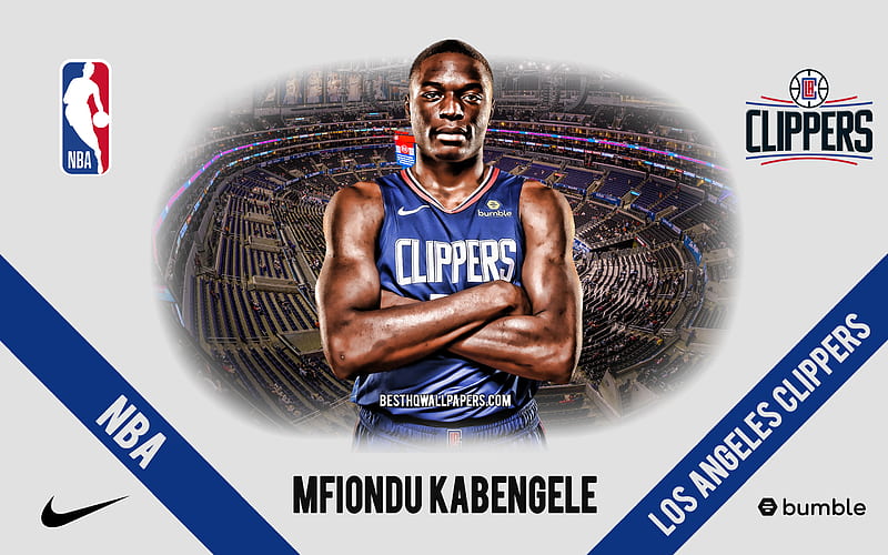 Mfiondu Kabengele, Los Angeles Clippers, Canadian Basketball Player, NBA, portrait, USA, basketball, Staples Center, Los Angeles Clippers logo, HD wallpaper