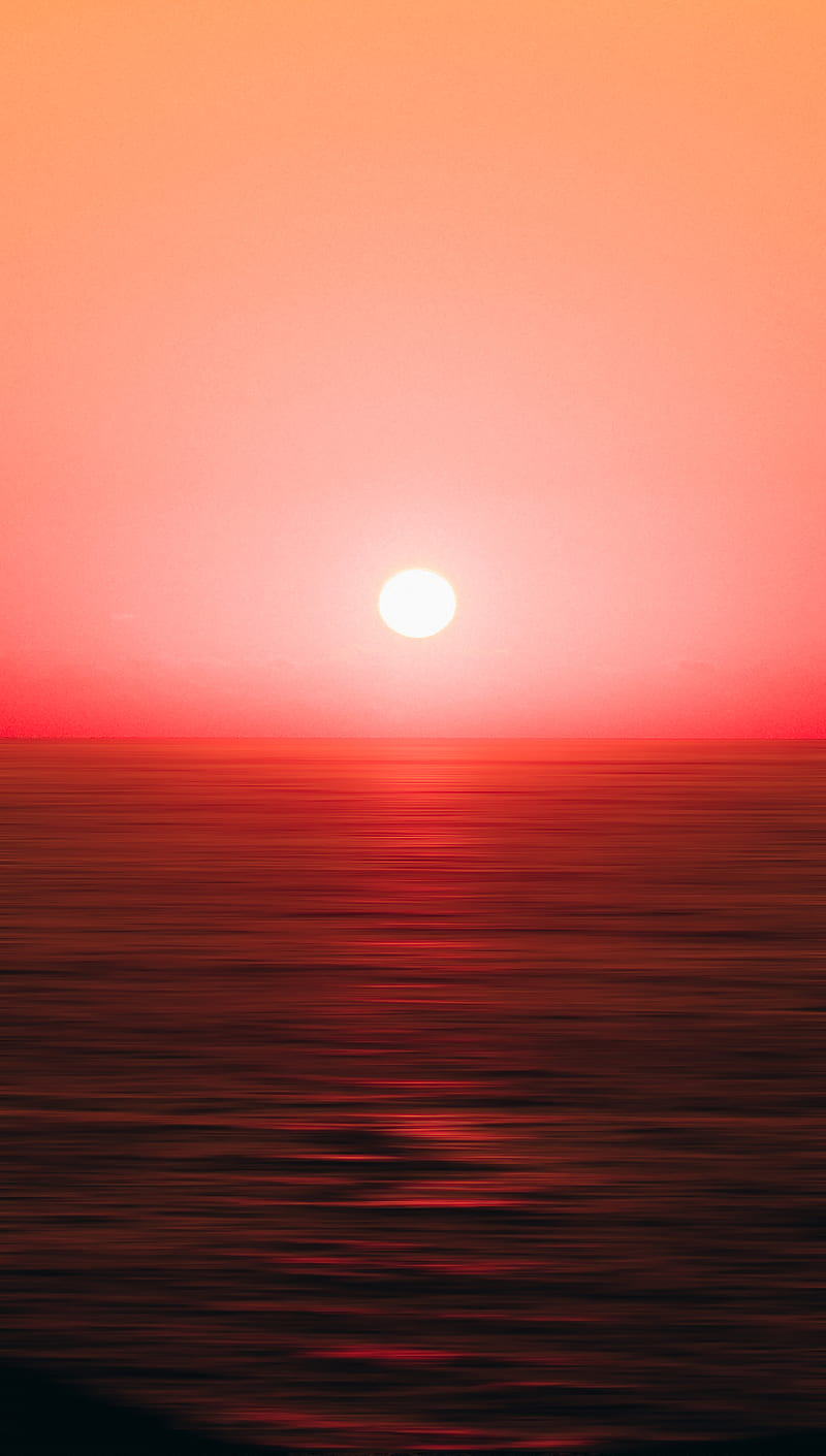 sunset, horizon, sun, sea, glare, HD phone wallpaper