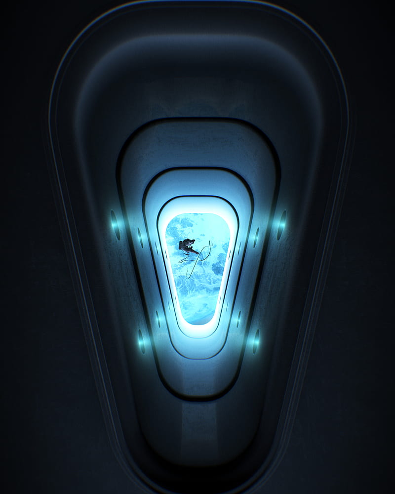 porthole, astronaut, open space, glow, HD phone wallpaper