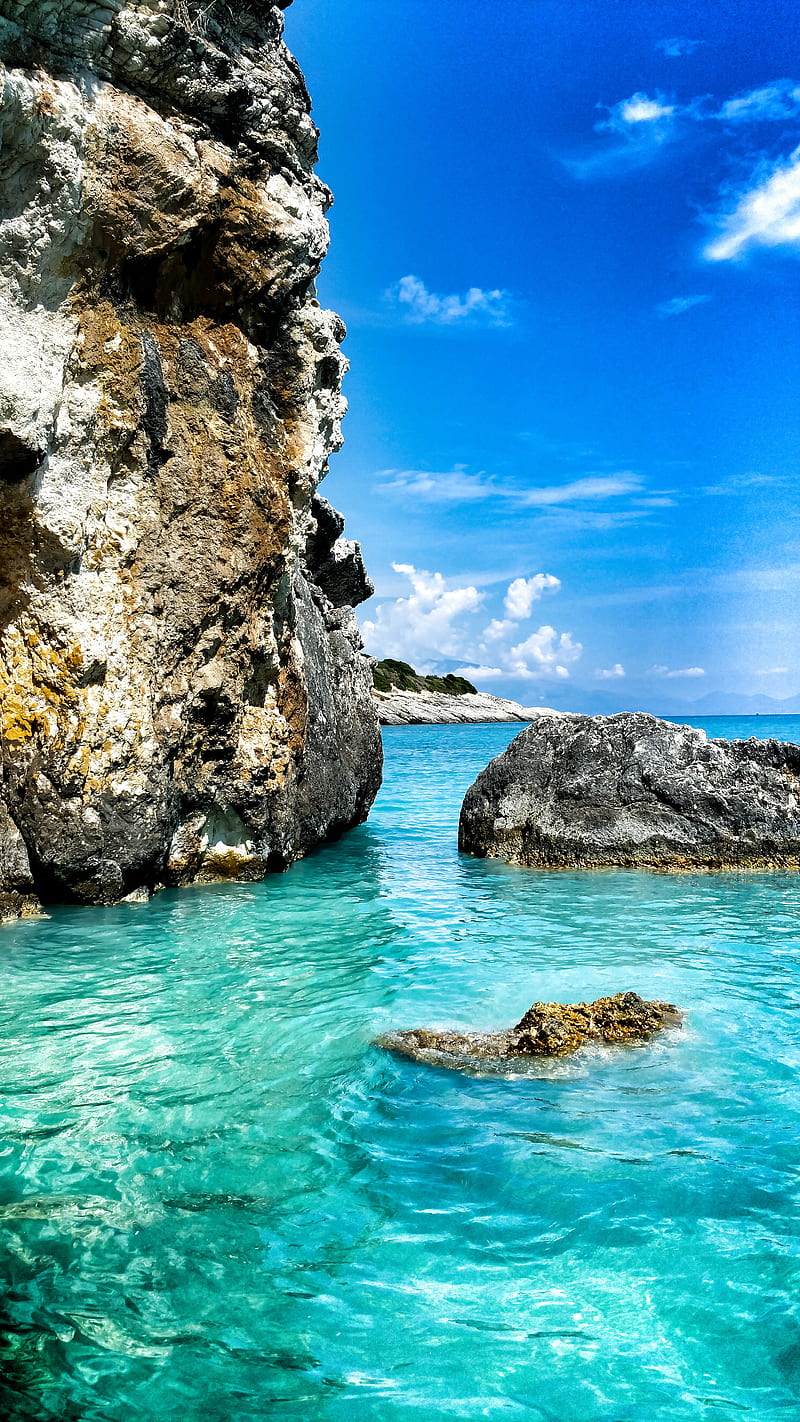 Creta Greece, beach, landscape, ocean, paradise, sea, sparkles, HD phone wallpaper