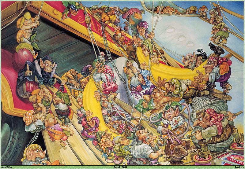 dwarfs, colour, little, boat, many, HD wallpaper