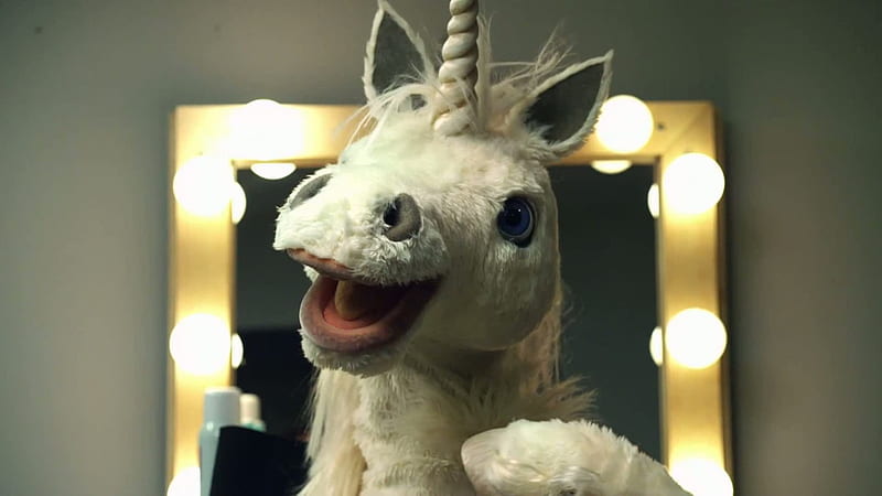 Silly unicorn, whimsy, dressing room, mirror, 1920x1080, HD wallpaper