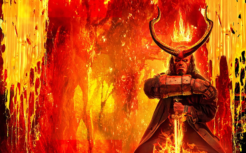 Hellboy, artwork poster, 2019 movie, David Harbour, Hellboy Movie, action movie, HD wallpaper