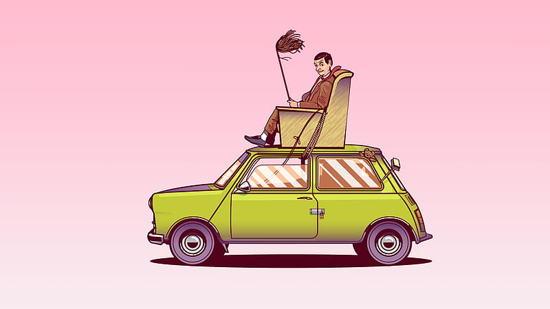 Mr Bean Sitting On Top Of His Car Vector Art, vector, mr-bean, artist, artwork, digital-art, funny, HD wallpaper